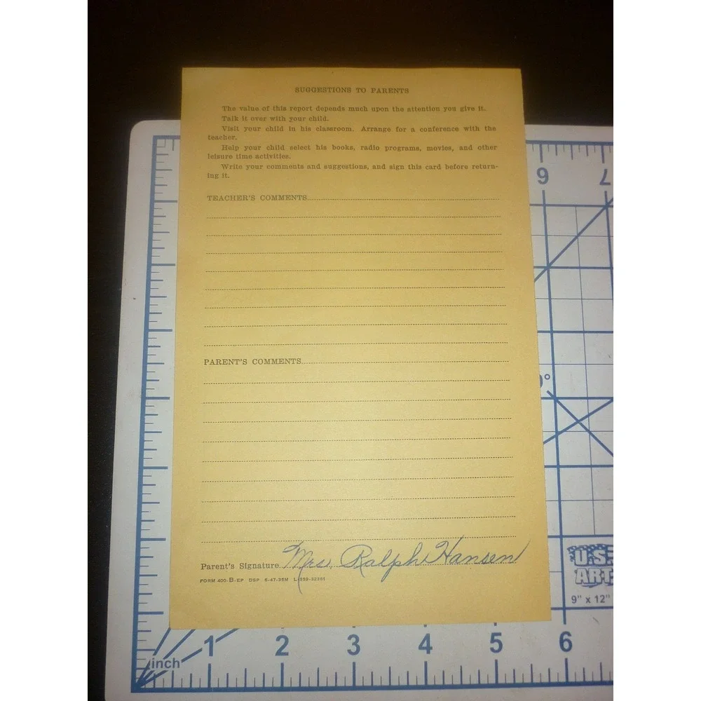 Vintage 1949 Denver Public Schools Report Card Asbury Elementary Carol Hansen